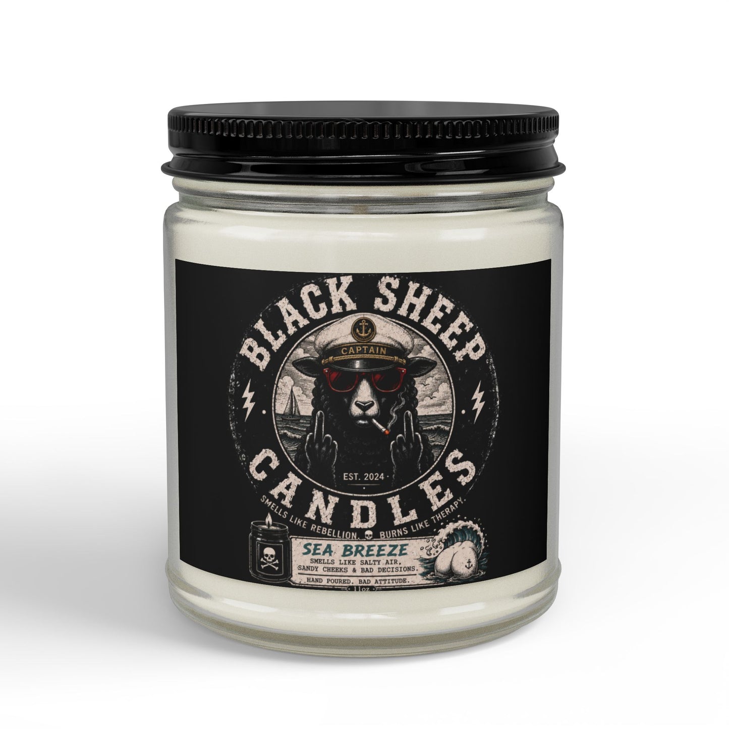 Scented Soy Candles with Black Lid, (4 and 9oz)